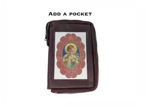 Zipped leatherette missal cover, book pouch, bible cover, bookworm book protector, breviary embroidered cover, personalised gift