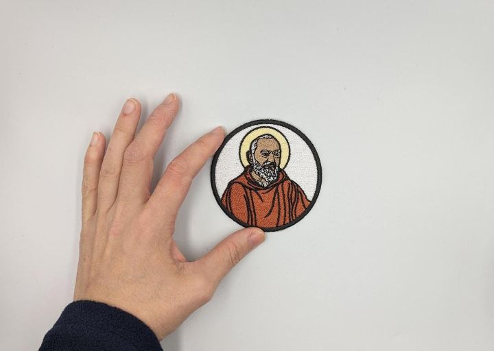 Padre Pio, St Padre Pio, St Pio, Badge for rucksack, Pilgrim Patch, Iron on, Sew on, Capuchin friar, Francesco Forgione, Father Pius, Mystic