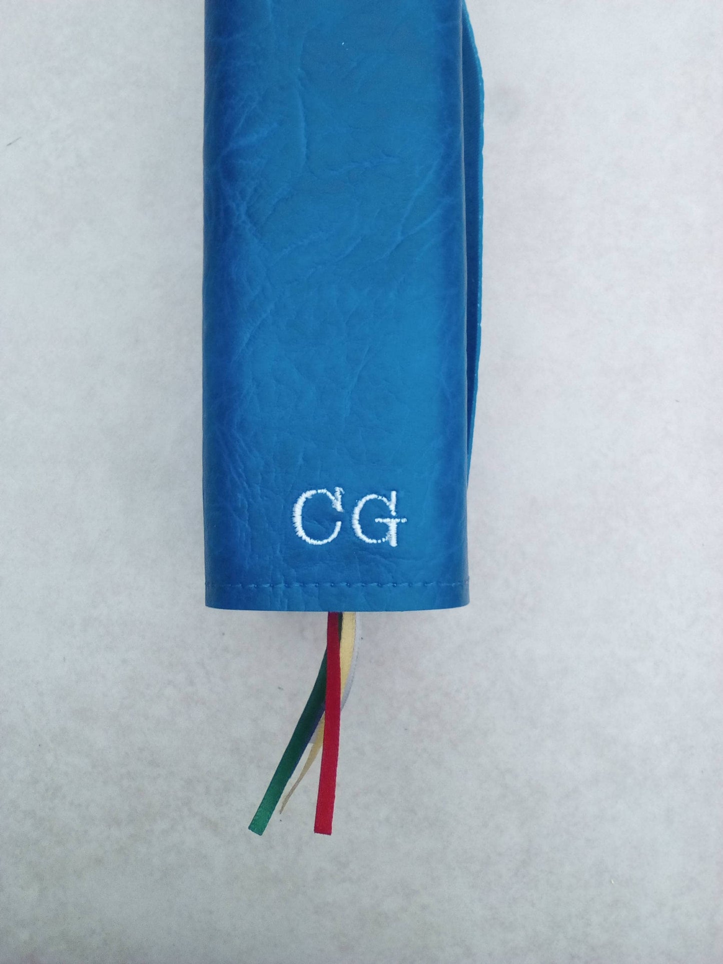 Book cover spine showing an example of personalised initials