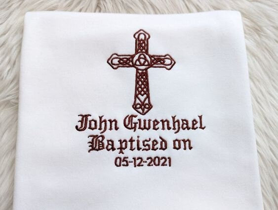 Baptismal blanket, personlalised christening gift, embroidered baby shawl, celtic cross embroidery, baptism, naming day present, keepesake