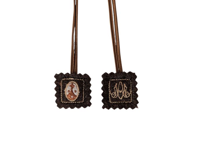 Tiny Brown Scapular | Mini Wool Scapular with Carmelite Symbols | Our Lady of Mount Carmel | Catholic Gift