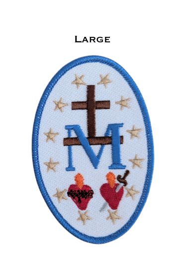 Miraculous Medal badge, catholic patch, embroidered patch, catholic gift, religious gift, Our Lady, Scared Heart, Immaculate, pilgrim