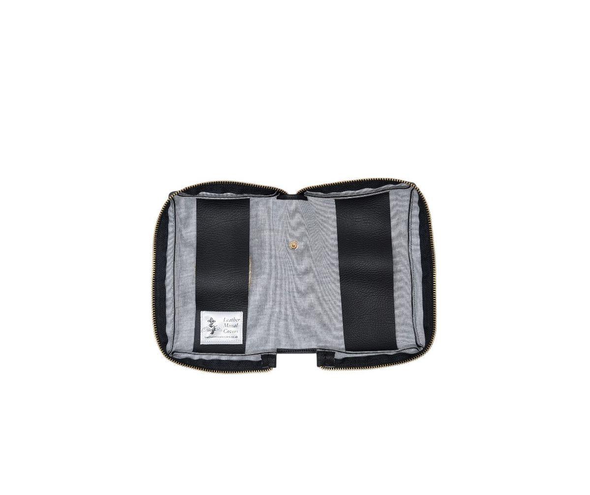 Medallion Leatherette Missal Cover | Personalized Catholic Book Cover | Zipped Embroidered Missal Cover | Sacred Heart & Marian Designs