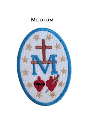 Miraculous Medal badge, catholic patch, embroidered patch, catholic gift, religious gift, Our Lady, Scared Heart, Immaculate, pilgrim