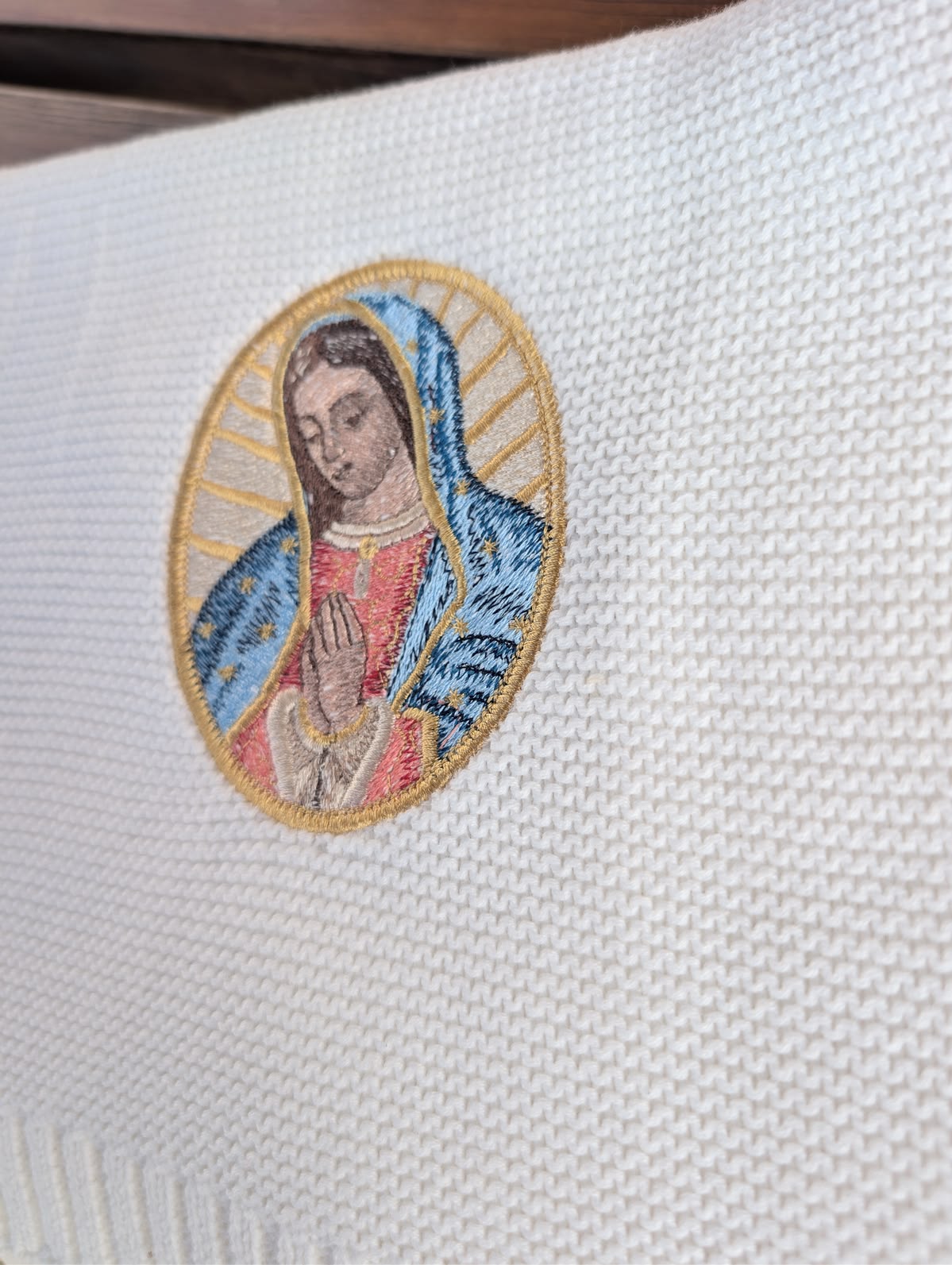 Catholic Baby Blanket | St Benedict or Miraculous Medal Gift | Our Lady of Guadalupe