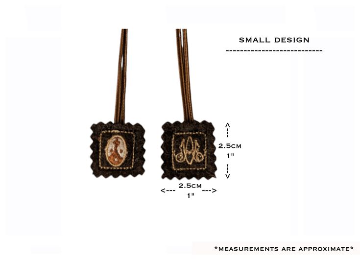 Tiny Brown Scapular | Mini Wool Scapular with Carmelite Symbols | Our Lady of Mount Carmel | Catholic Gift