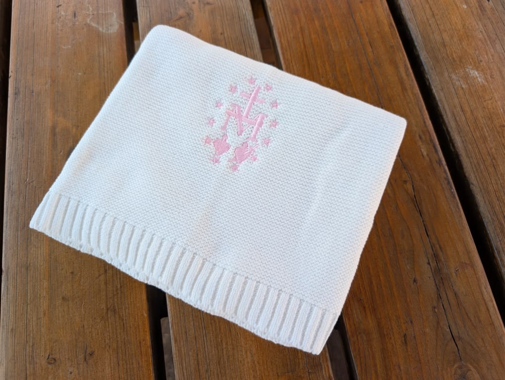 Catholic Baby Blanket | St Benedict or Miraculous Medal Gift