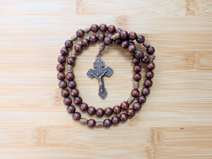 Dark Brown Paracord Rosary, Rugged, Kids, Handmade Rosary, Catholic Baptism Gift, Communion, Confirmation, Cord Rosary, Pardon Crucifix