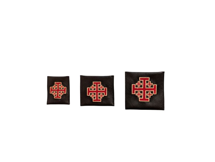 Jerusalem Cross rosary case,  embroidered rosary case, rosary pouch, leather pouch, case, rosary bag