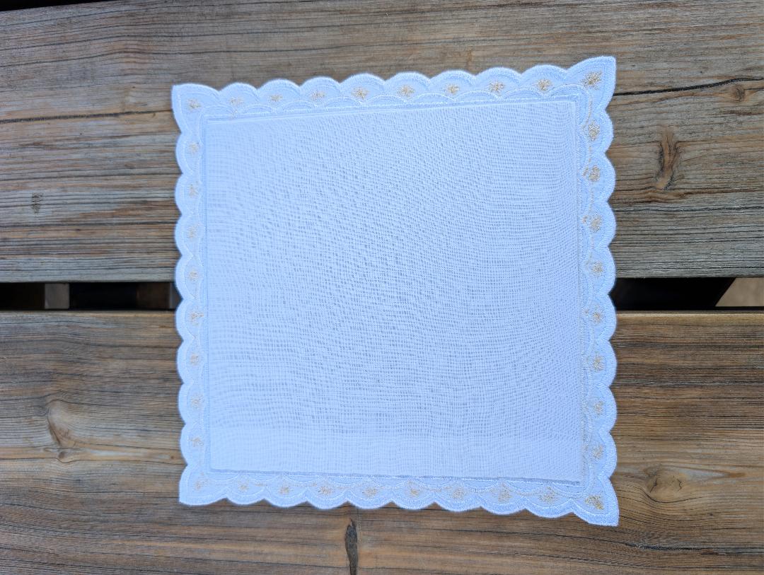 Embroidered Linen Chalice Pall | Marian MA Symbol | Catholic Altar Linen