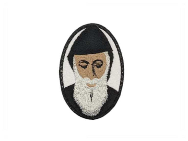 St Charbel, religious patch, iron on badge, sew on, embroidered, embroidered patch, pilgrimage, Lebanon, Maronite Church, Eastern Catholic
