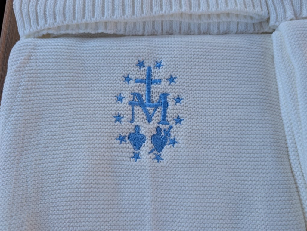 Catholic Baby Blanket | St Benedict or Miraculous Medal Gift