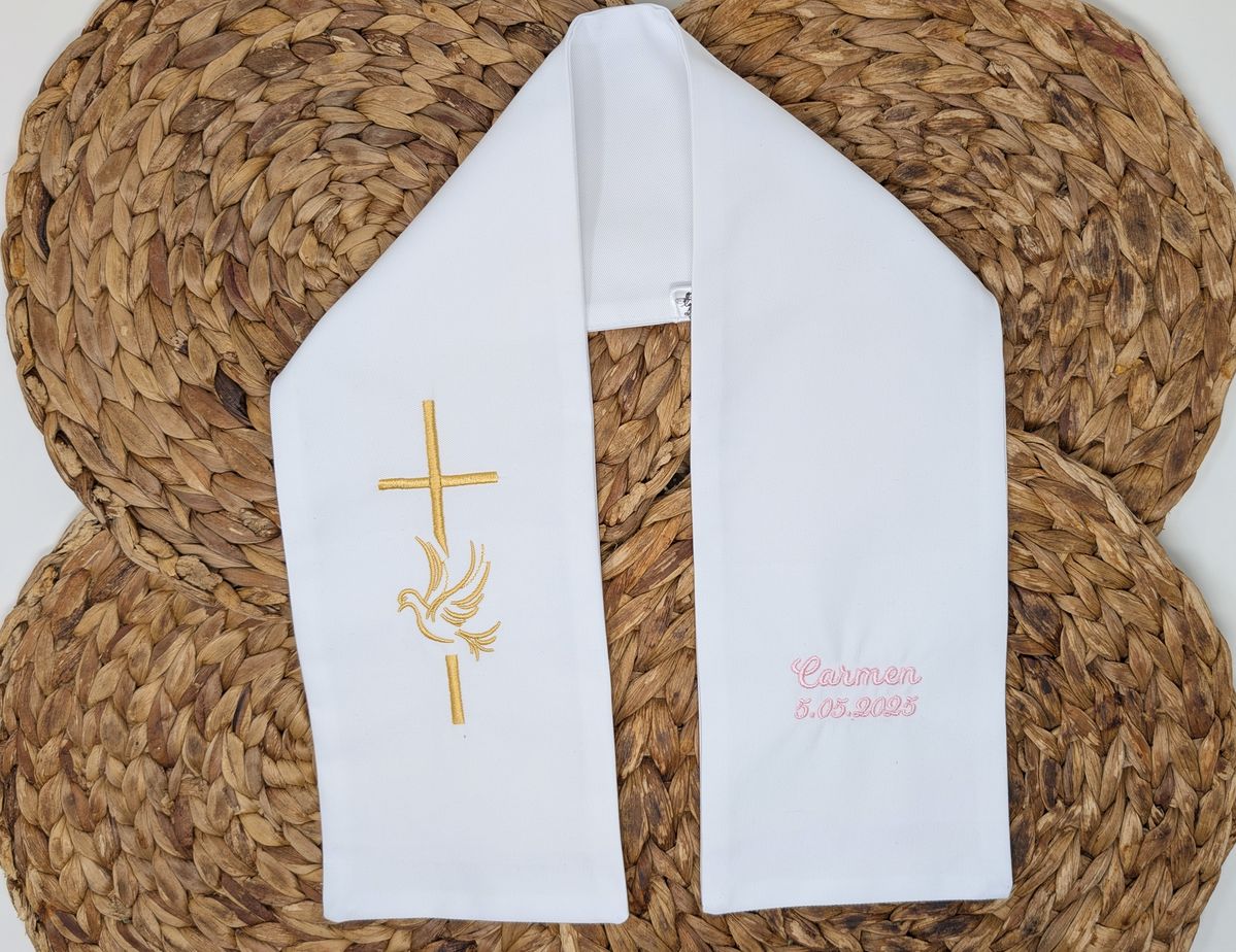 Personalised Adult Baptism Stole | Embroidered Baptism Keepsake