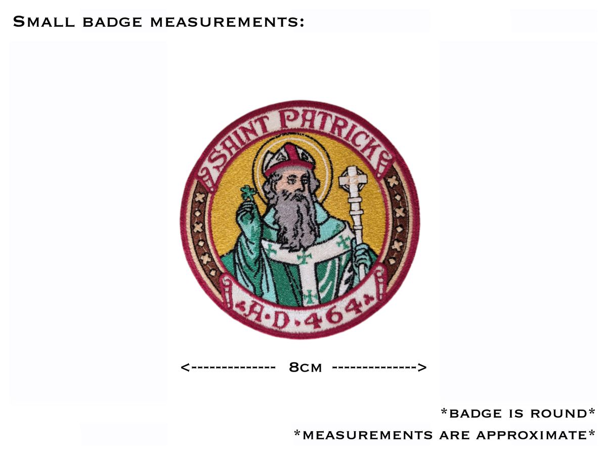 St Patrick Embroidered Iron-On Patch | Irish Catholic Saint Badge | Apostle of Ireland