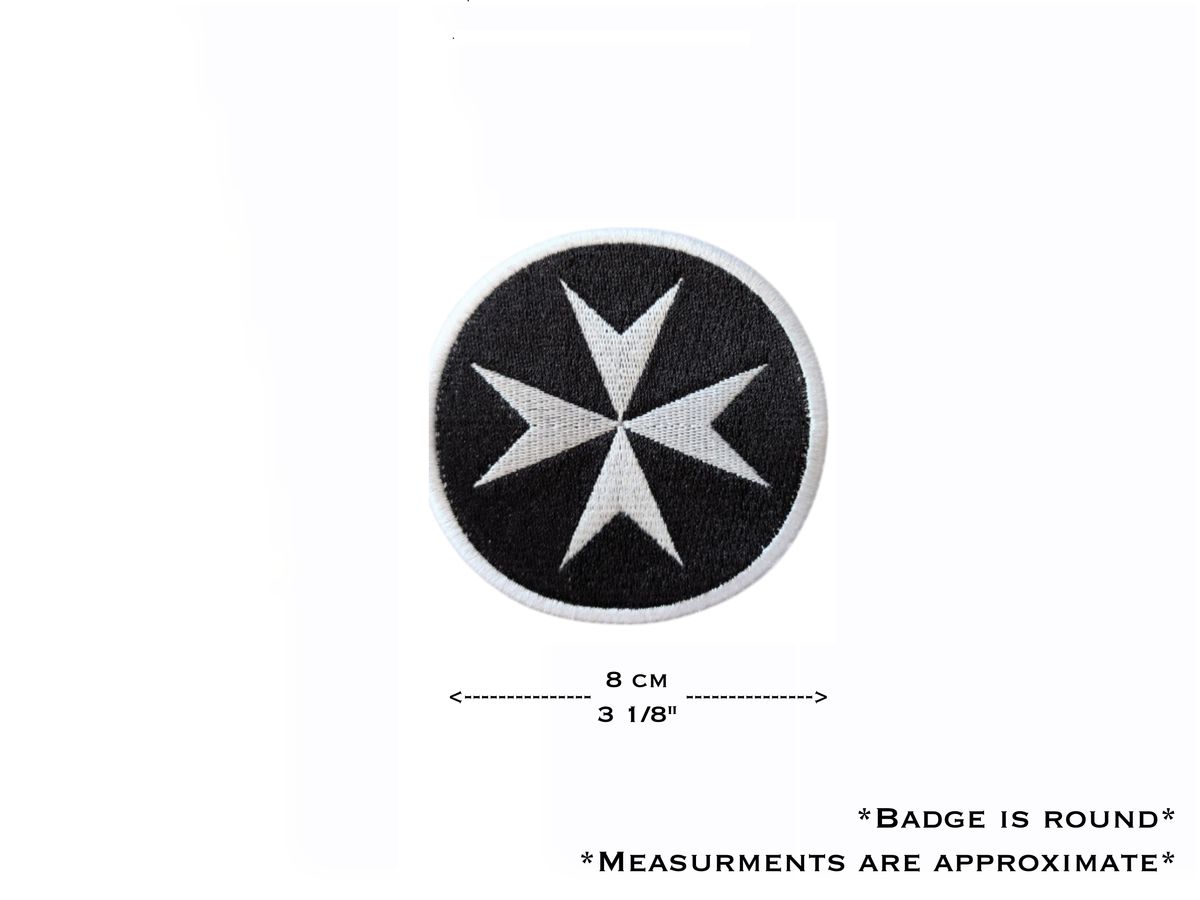 Order of St John Embroidered Badge | Knights Hospitaller Cross Patch | Iron-On, Sew-On or Hook & Loop