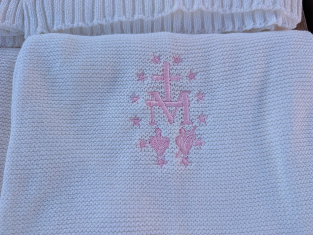 Catholic Baby Blanket | St Benedict or Miraculous Medal Gift