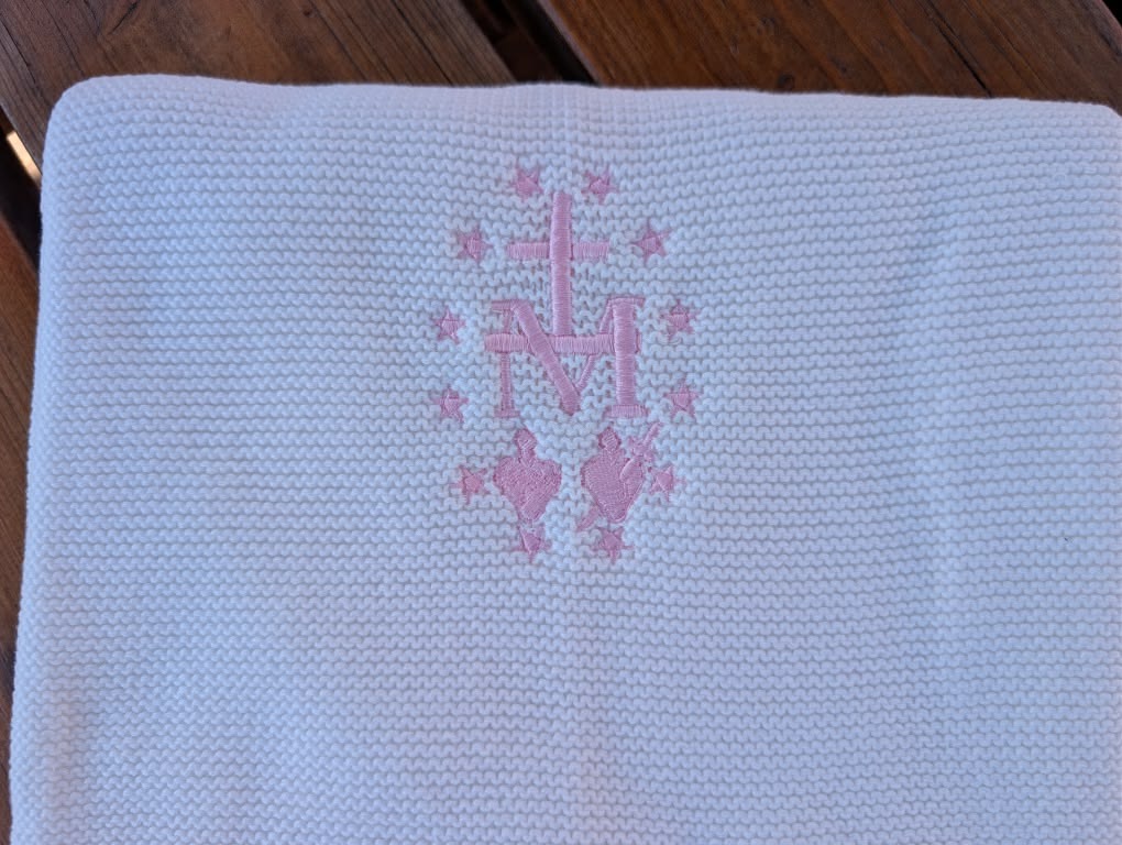 Catholic Baby Blanket | St Benedict or Miraculous Medal Gift