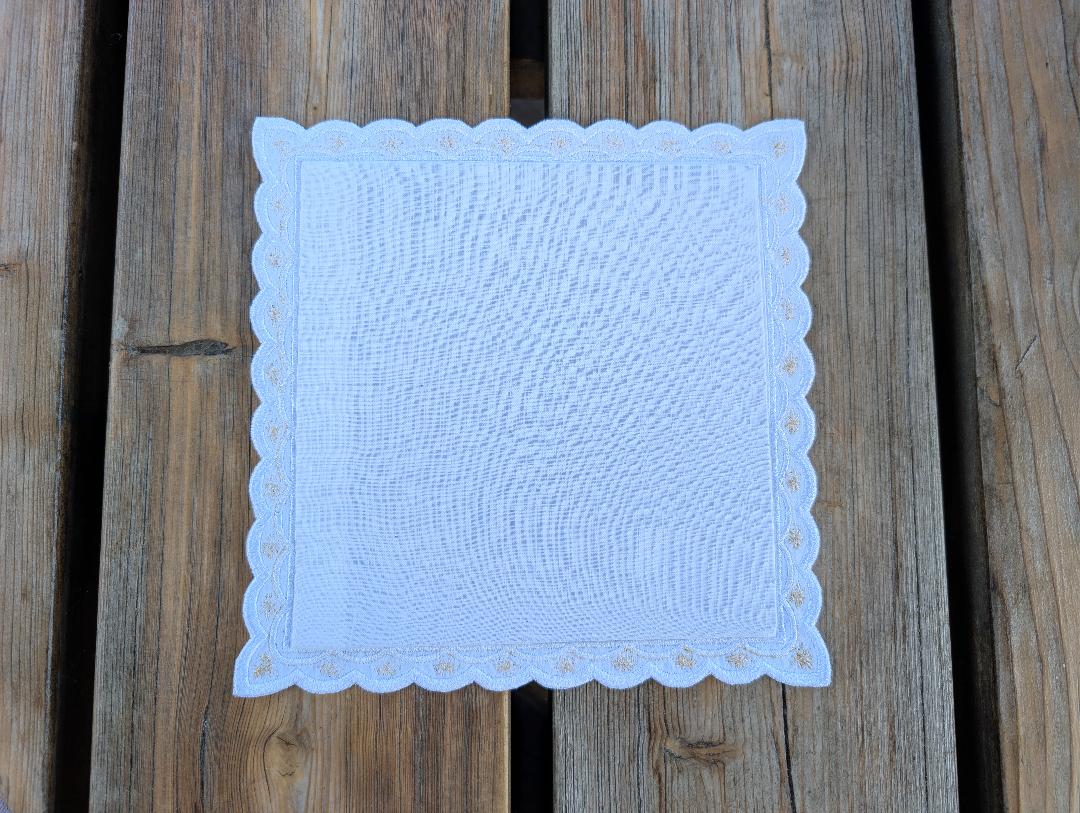 Embroidered Linen Chalice Pall | Marian MA Symbol | Catholic Altar Linen