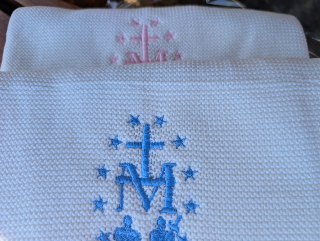 Catholic Baby Blanket | St Benedict or Miraculous Medal Gift