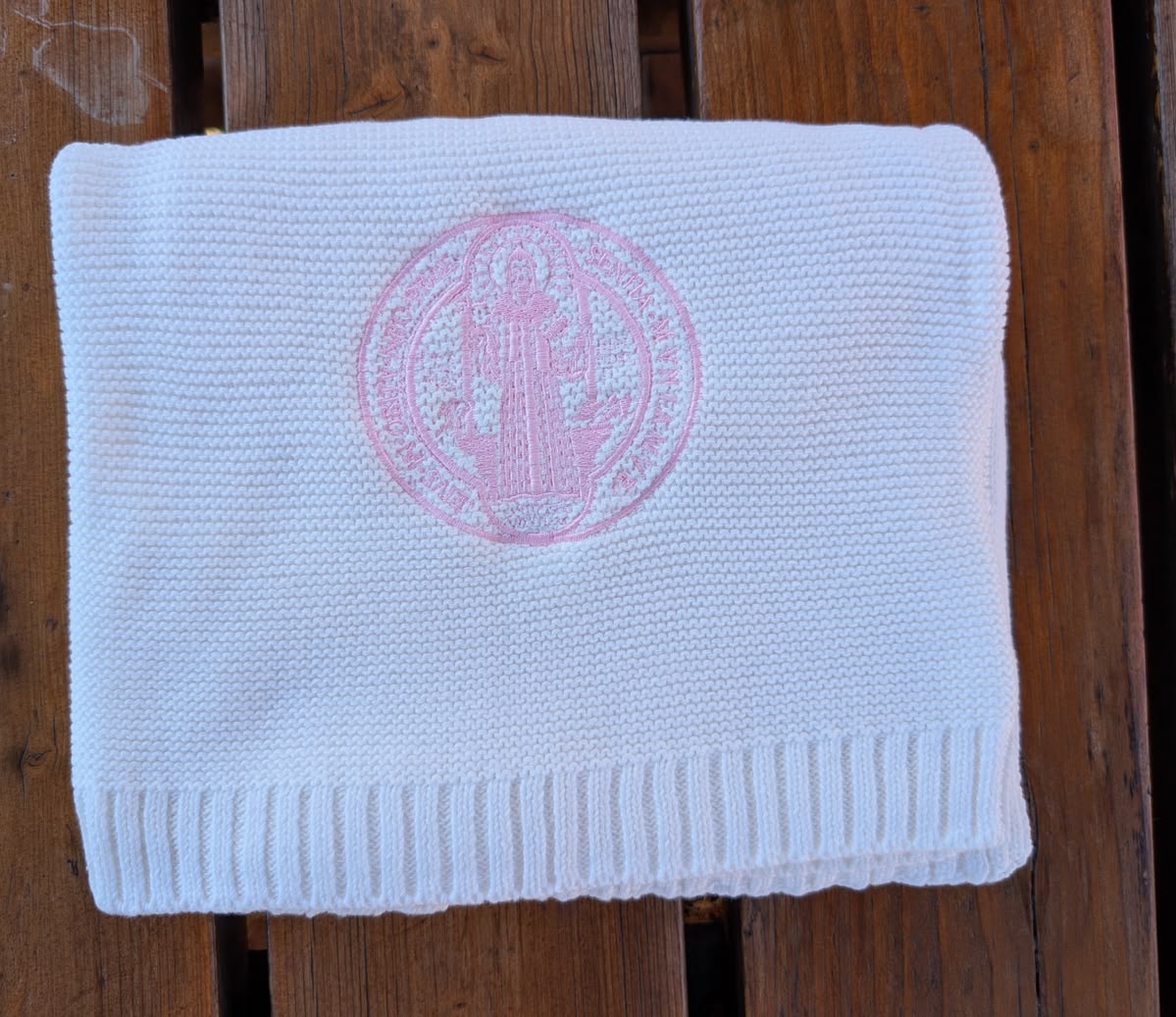 Catholic Baby Blanket | St Benedict or Miraculous Medal Gift