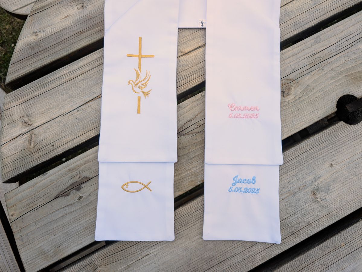 Personalised Adult Baptism Stole | Embroidered Baptism Keepsake