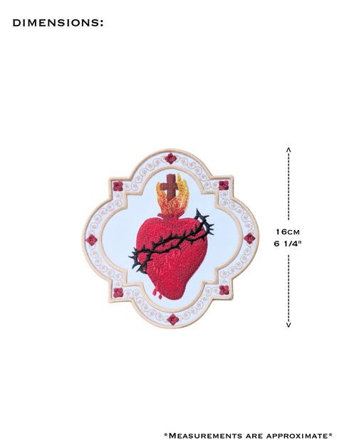 Sacred Heart of Jesus, Sacred Heart Orphrey, Vestment making, iron on badge, sew on patch, embroidered badge, embroidered patch, Jesus