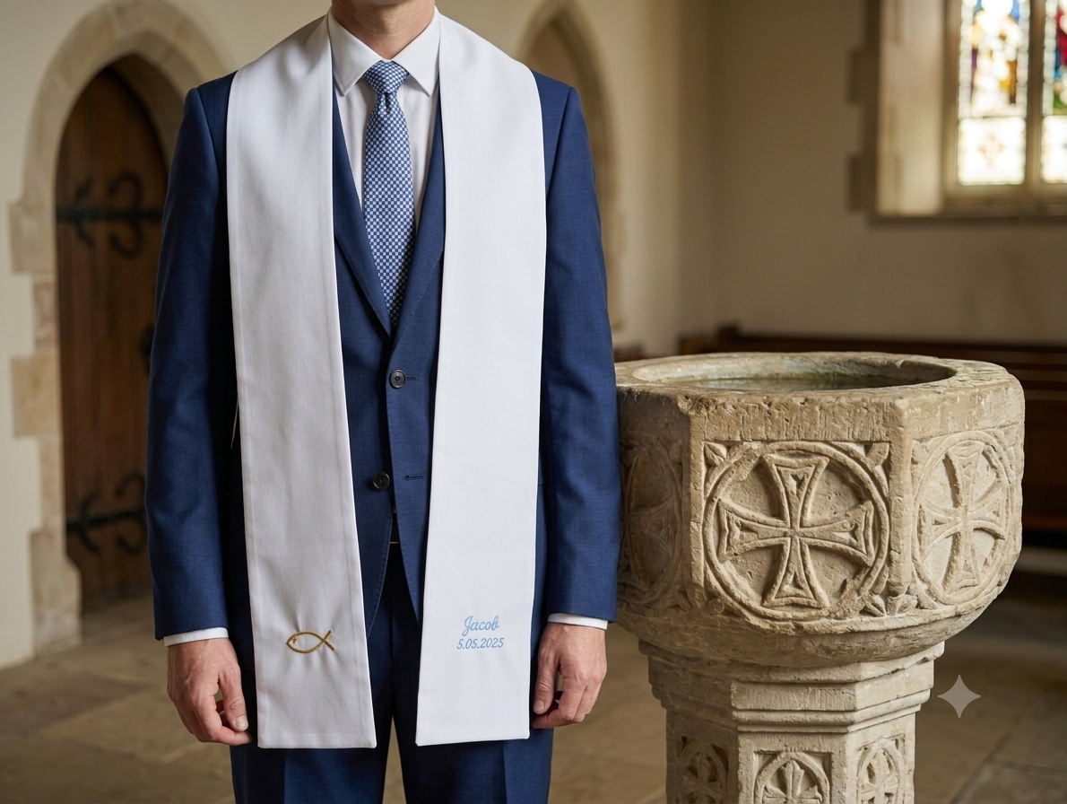 Personalised Adult Baptism Stole | Embroidered Baptism Keepsake