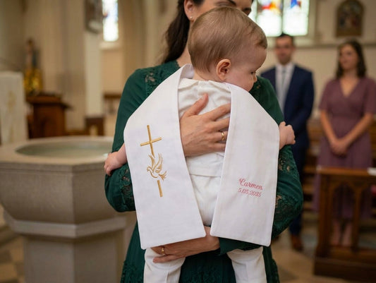 Personalised Baptism Stole | Embroidered Christening Stole & Keepsake