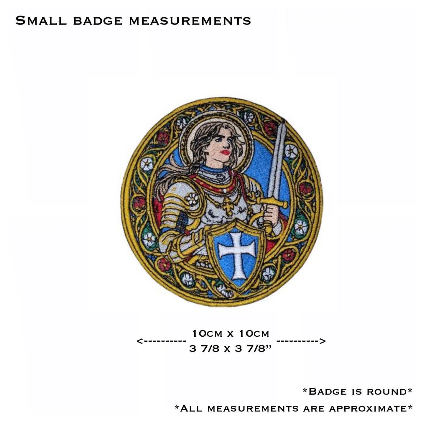 St Joan of Arc Embroidered Iron-On Patch | Catholic Saint Badge | Patron Saint of France
