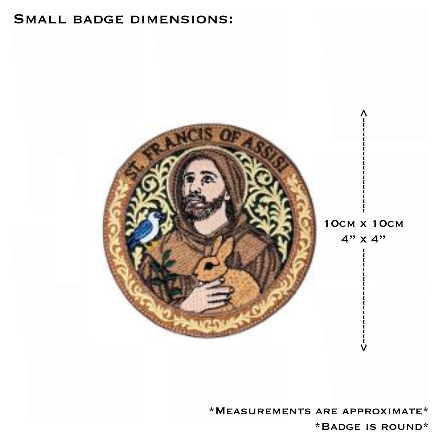 St Francis of Assisi Embroidered Iron-On Patch | Catholic Saint Badge | Patron Saint of Animals