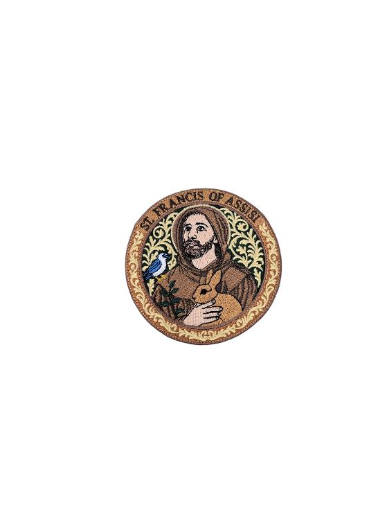 St Francis of Assisi Embroidered Iron-On Patch | Catholic Saint Badge | Patron Saint of Animals