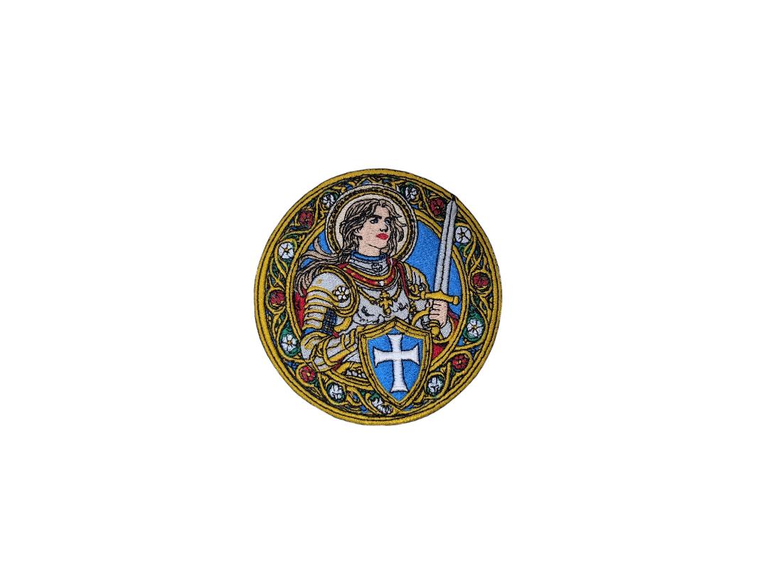 St Joan of Arc Embroidered Iron-On Patch | Catholic Saint Badge | Patron Saint of France