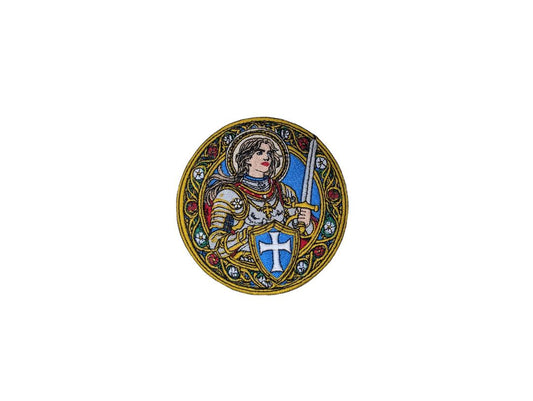 St Joan of Arc Embroidered Iron-On Patch | Catholic Saint Badge | Patron Saint of France
