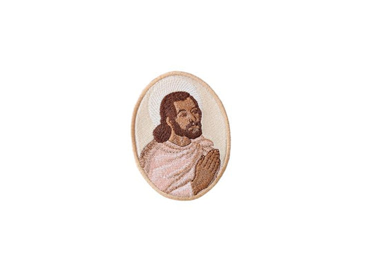 St Juan Diego badge, religious patch, iron on badge, sew on patch, embroidered badge, embroidered patch, Our Lady of Guadalupe, pilgrimage