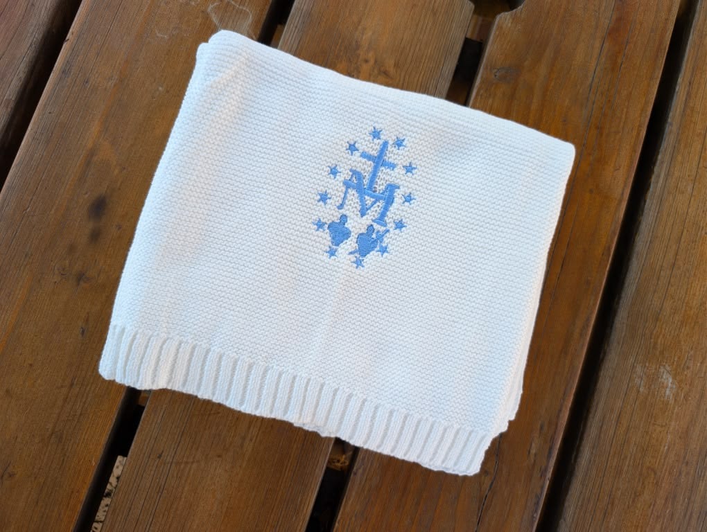 Catholic Baby Blanket | St Benedict or Miraculous Medal Gift