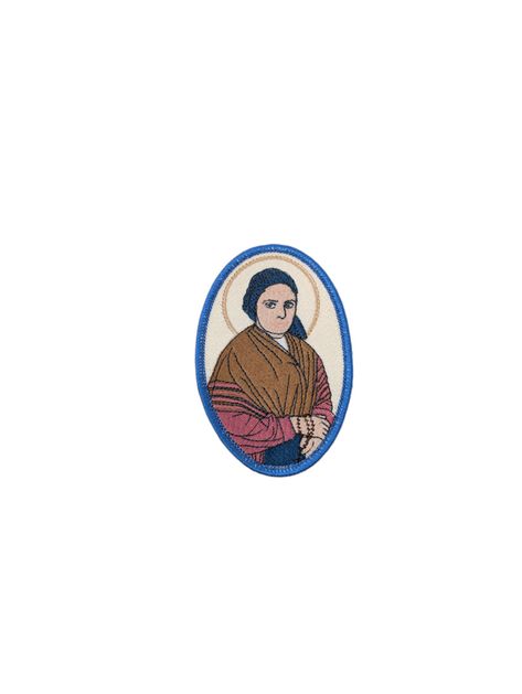 St Bernadette badge, religious patch, iron on badge, sew on patch, embroidered badge, embroidered patch, Our Lady of Lourdes, pilgrimage