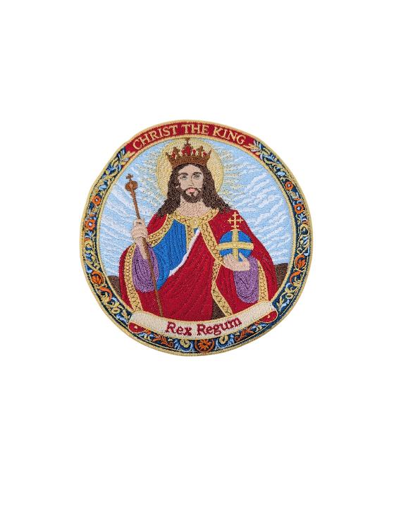 Christ the King Embroidered Iron-On Patch | Rex Regum Catholic Badge | Christian Embroidered Patch