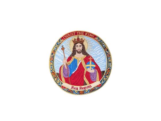 Christ the King Embroidered Iron-On Patch | Rex Regum Catholic Badge | Christian Embroidered Patch