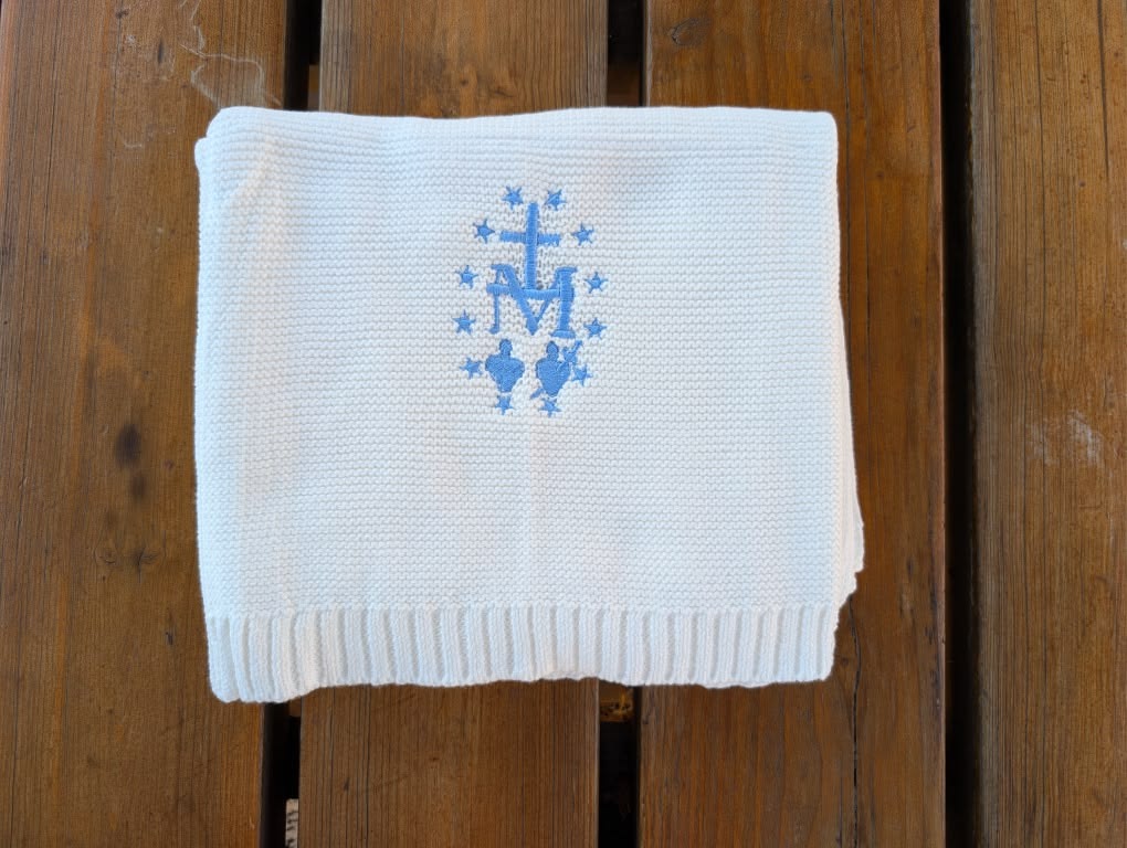 Catholic Baby Blanket | St Benedict or Miraculous Medal Gift