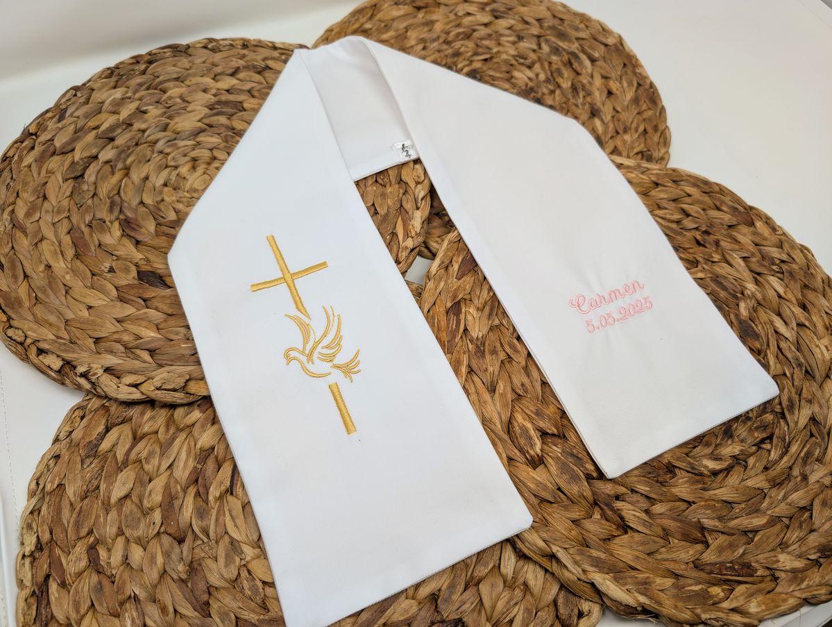 Personalised Adult Baptism Stole | Embroidered Baptism Keepsake