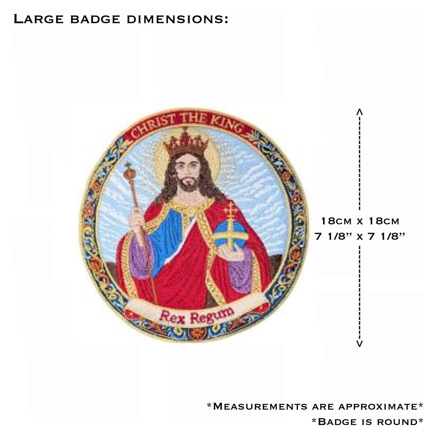 Christ the King Embroidered Iron-On Patch | Rex Regum Catholic Badge | Christian Embroidered Patch