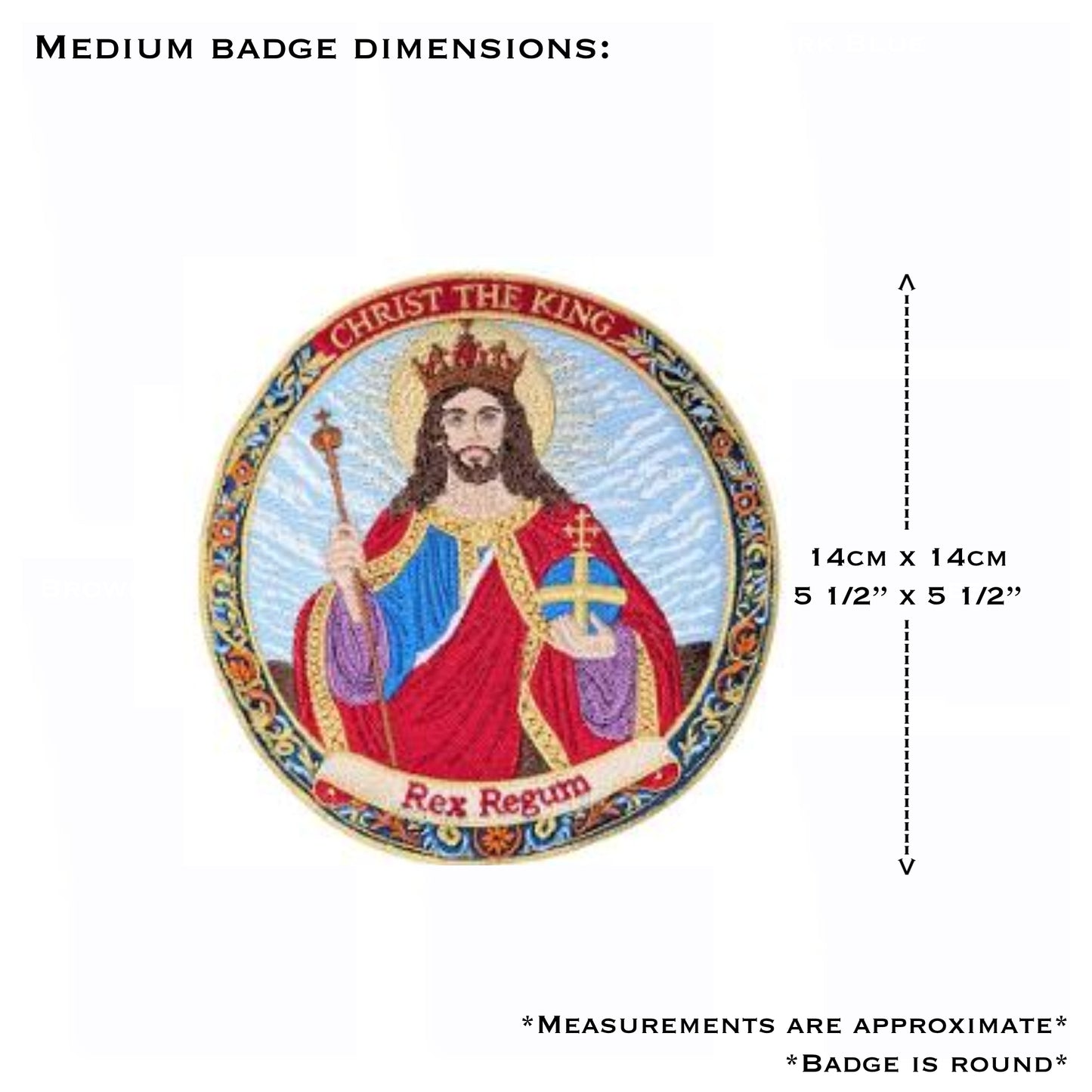 Christ the King Embroidered Iron-On Patch | Rex Regum Catholic Badge | Christian Embroidered Patch
