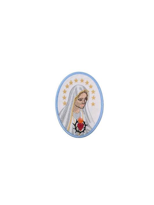 Our Lady of Lourdes Embroidered Patch | Iron-On Catholic Marian Badge | Pilgrimage Religious Applique