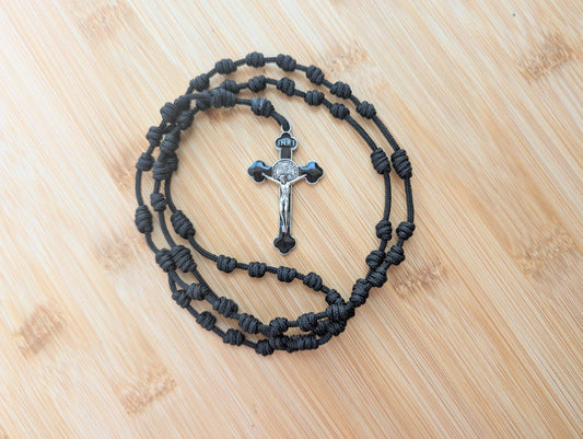 Black Paracord Rosary, Indestructible, Strong, Catholic Rosary, Spiritual weapon, 2mm paracord, Knotted Rosary, Unbreakable, Rosario