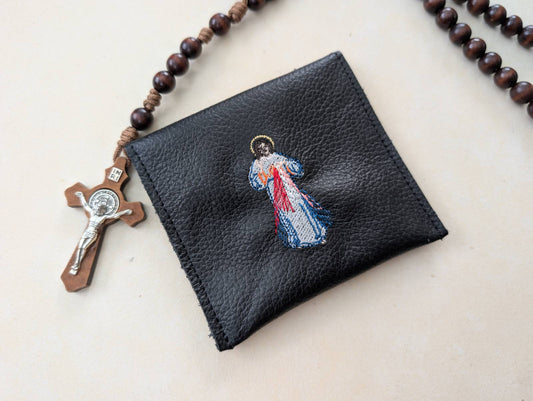Divine Mercy rosary case – Catholic Pouch for Confirmation or Daily Prayer – 3 Sizes & 7 Colours