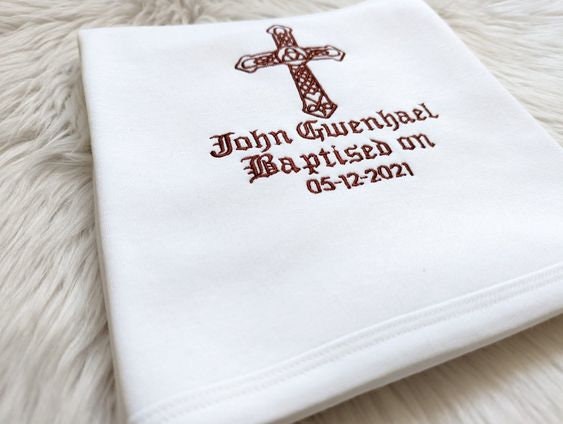 Baptismal blanket, personlalised christening gift, embroidered baby shawl, celtic cross embroidery, baptism, naming day present, keepesake