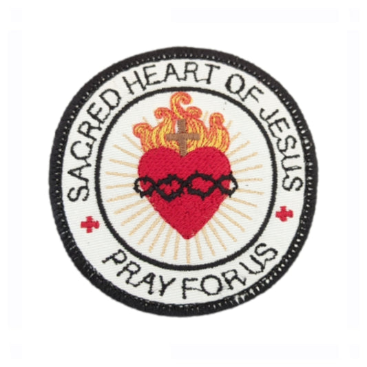 Sacred Heart of Jesus, Sacred Heart badge, religious patch, iron on badge, sew on patch, embroidered badge, embroidered patch, pilgrimage