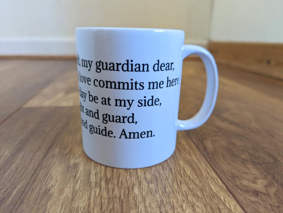 Morning prayer mug, Guardian angel, Morning prayer, Catholic gift, Stocking stuffer, Christmas present, Communion, Confirmation, Baptism