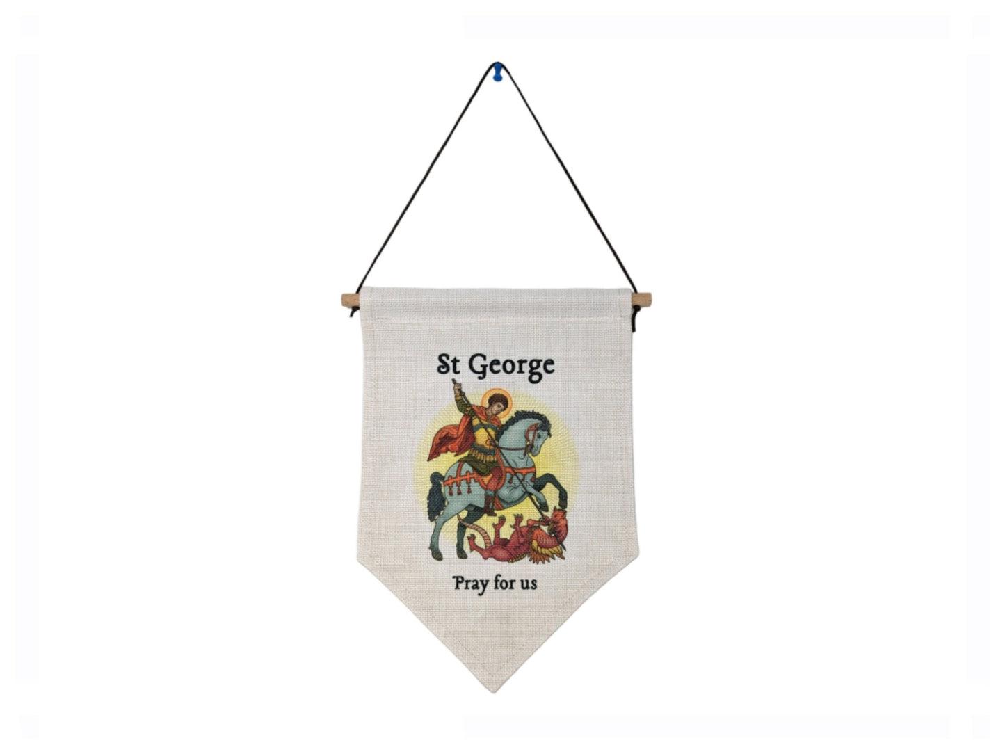 St George Pennant, Mini Banner, Catholic Religious Sacramental, Devotional, Pilgrimage, Patron Saint of England, St. George and the dragon