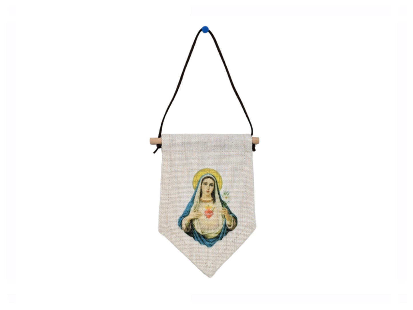Immaculate Heart of Mary Pennant, Mini Banner, Catholic Religious Sacramental, Devotional, Pilgrimage, Rosary, Oratory Prayer, Pray Corner